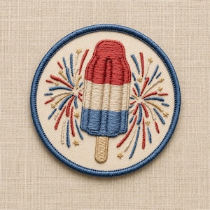 Parche bordado termoadhesivo Bomb Pop / Parche del 4 de julio / Parche de paleta roja, blanca y azul / Parche patriótico de verano / Parche termoadhesivo