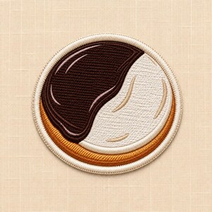 Black and White Cookie Patch | Embroidered Iron-On Patch