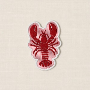 Lobster Iron-On Patch | Embroidered Preppy Beach Gift | Coastal Seersucker Jacket Patch