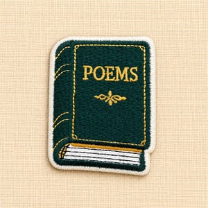 Poems Book Patch, Iron On Embroidered Patch, Dark Academia Book Patch for Jackets Totes, Book Lover Gift, Bookish Patch