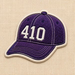Paarse 410 baseballpetpatch | Geborduurde strijkpatch