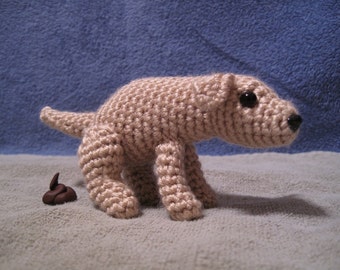 PATTERN - Pooping Dog Crochet Amigurumi - funny gift for scatologists and those who love toilet humor