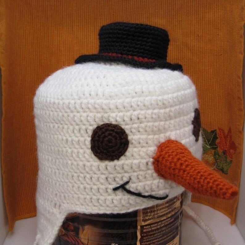 PATTERN Crocheted Snowman Earflap Hat Pattern image 3