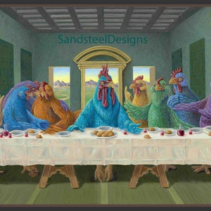 Fine Art Print Das Abendmahl beim Huhn Giclée Druck auf texturiertem Fine Art Papier Bild 1