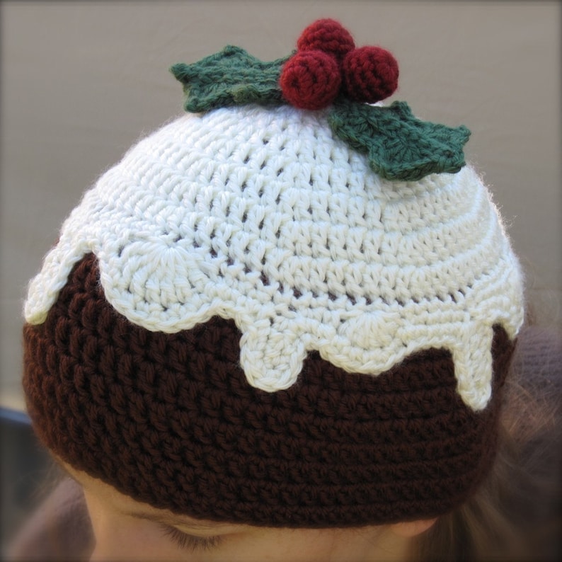 PATTERN Crocheted Christmas Plum Pudding Hat With Holly Etsy