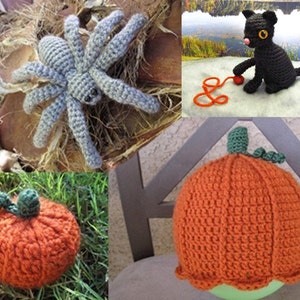 PATTERN HALLOWEEN SPECIAL: Cat Amigurumi, Spider Amigurumi Pattern, Pumpkin Hat Pattern, and Pumpkin Amigurumi Pattern Crochet imagem 1