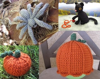 MUSTER - HALLOWEEN SPECIAL: Katze Amigurumi, Spinne Amigurumi Muster, Kürbis Hut Muster, und Kürbis Amigurumi Muster - häkeln