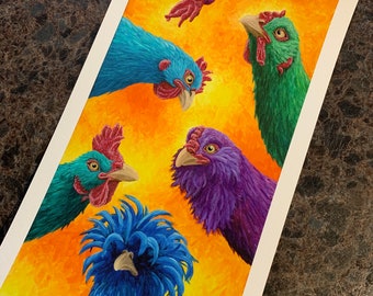 Bright Chicken Giclee Print on Textured Fine Art Paper