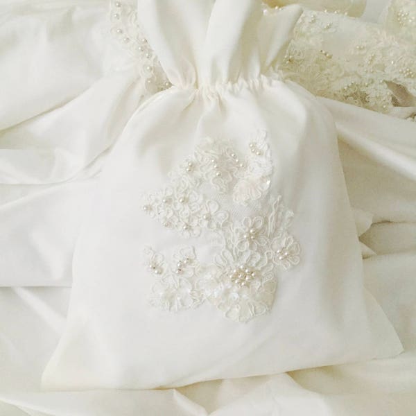BRIDES MONEY BAG - Made from Moms wedding dress
