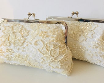 REPURPOSED from Moms Dress.  Bridal Clutch, Wedding Dress Clutch,  Keepsake, made from Moms wedding dress