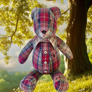 Handmade Memory Bear Keepsake from Loved One&#39;s Clothing - Personalized Option Available