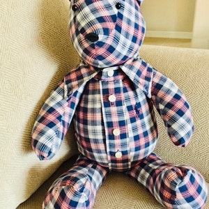 MEMORY BEAR, Keepsake bear, comfort bear,  Personalized made from your loved ones clothing