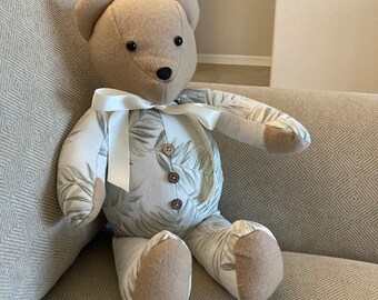 memory bear from your loved ones clothing , Keepsake bear, comfort bear,