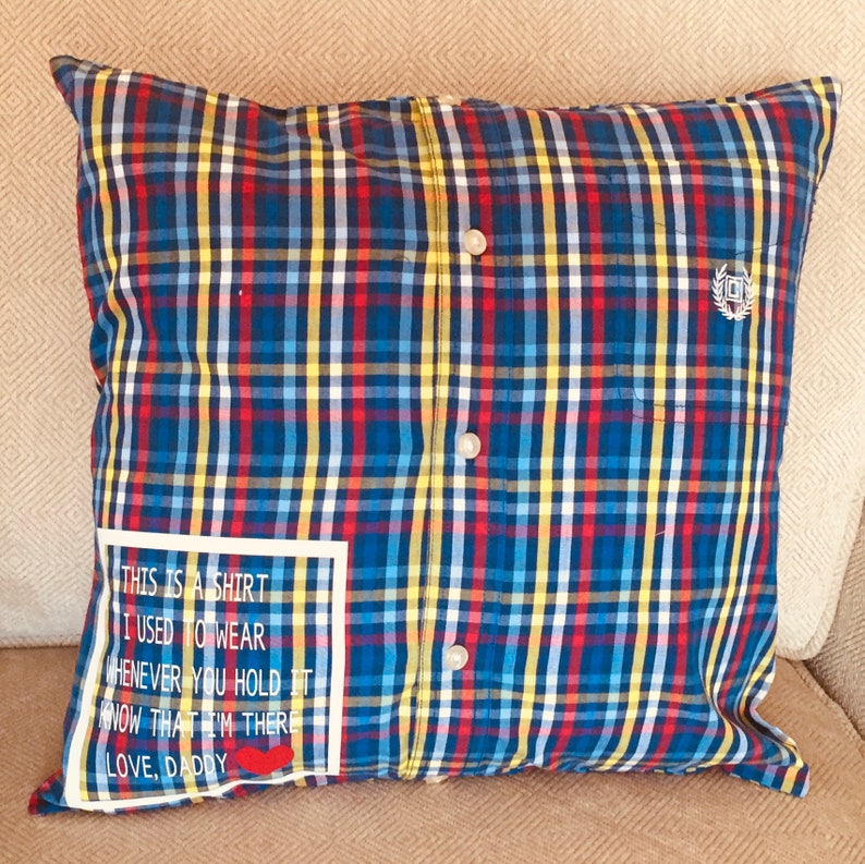 MEMORY PILLOW made from Dads or Grandpa's favorite shirt Etsy