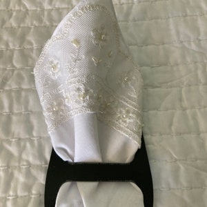 Pocket Square for dad, son, groom Use lace from Mom's wedding dress Wedding Hanky image 6