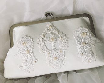 Made from Moms wedding dress Brides Clutch, BRIDES HEIRLOOM CLUTCH, Keepsake.