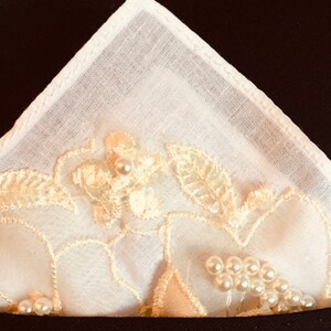 Pocket Square for dad, son, groom Use lace from Mom's wedding dress Wedding Hanky image 3