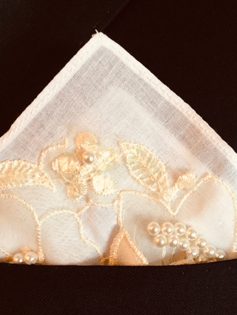 Pocket Square for dad, son, groom Use lace from Mom's wedding dress Wedding Hanky image 3