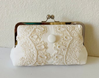 Brides Clutch, Wedding Dress Clutch, BRIDES HEIRLOOM CLUTCH, Keepsake, made from Moms wedding dress