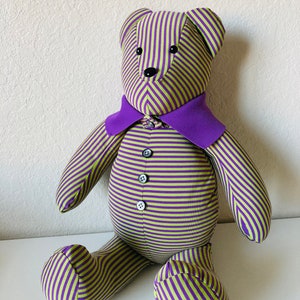 memory bear from Dads shirt.  Keepsake bear, comfort bear, made from loved ones clothing.