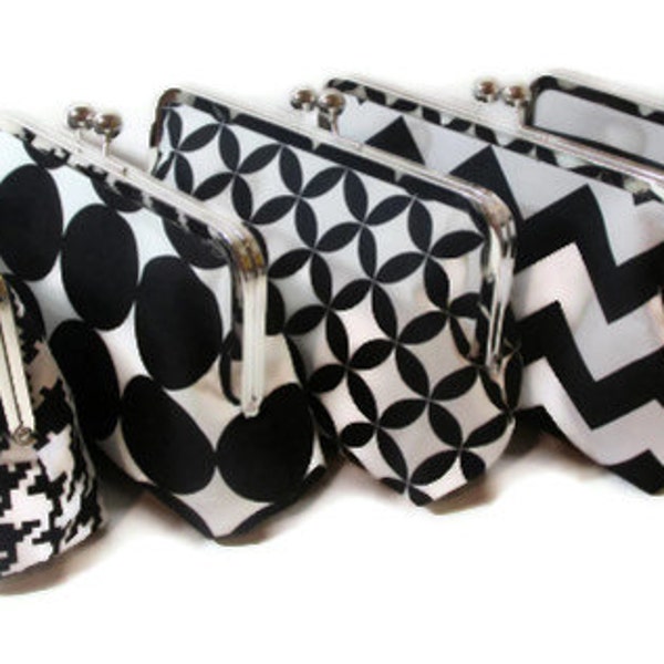 Bridal Clutch - Black and White Clutch Bridesmaid Bridal Party Gift Customize Your Cutie Girlie Clutches  or You choose the fabrics