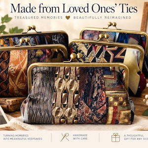 Repurposed Necktie Clutch: Heirloom Tie Bag, In Memory of Dad