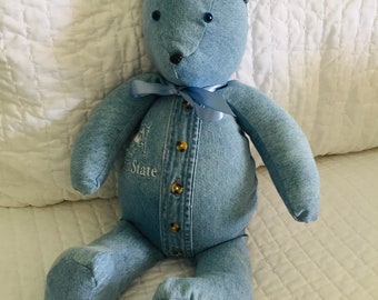 Handmade Memory Bear,   comfort bear,  made from your loved ones clothing, remembrance bear, memory gift