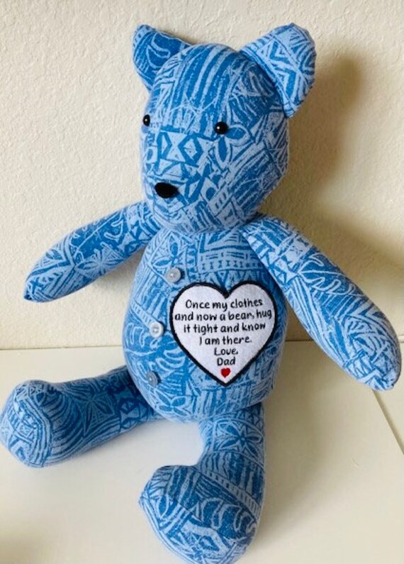 Memorybear and keepsake teddybear made from your clothing handmade Memory  bear