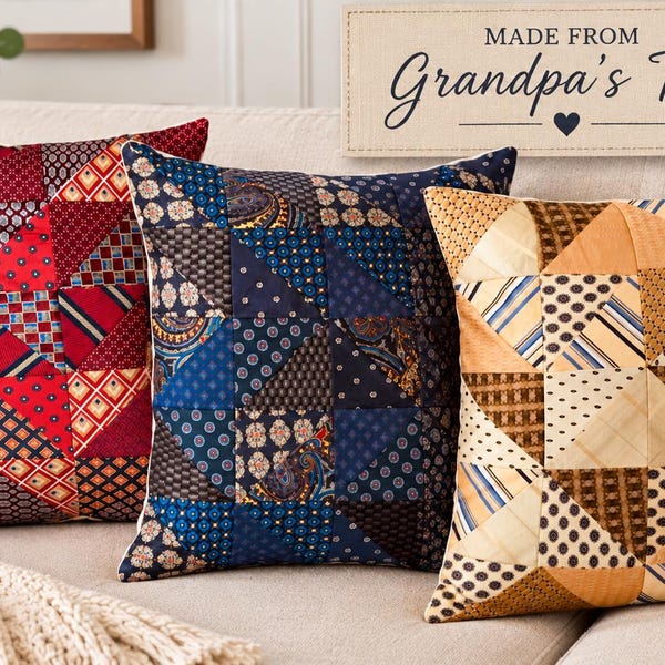 Custom Necktie Memory Pillow: Heartfelt Keepsake from Dad's Ties