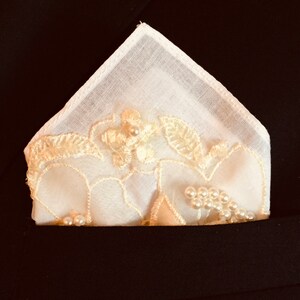 Pocket Square for dad, son, groom Use lace from Mom's wedding dress Wedding Hanky image 4