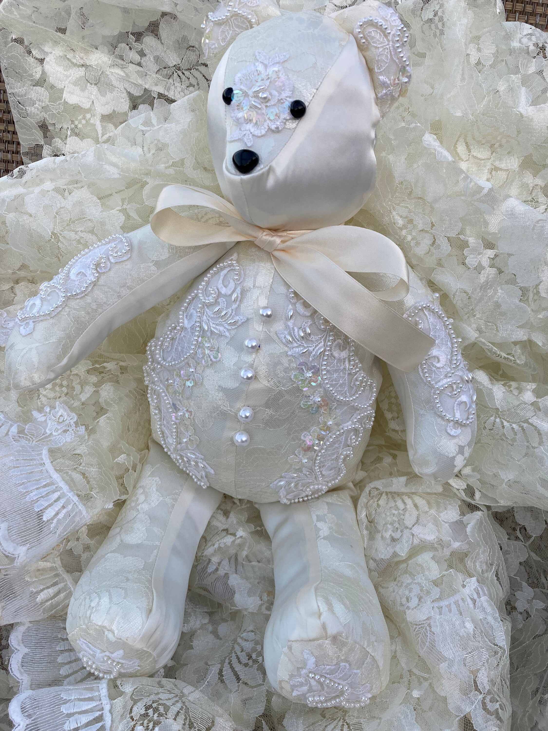 Vintage Bride and Groom Very Detailed Teddy Bears Full