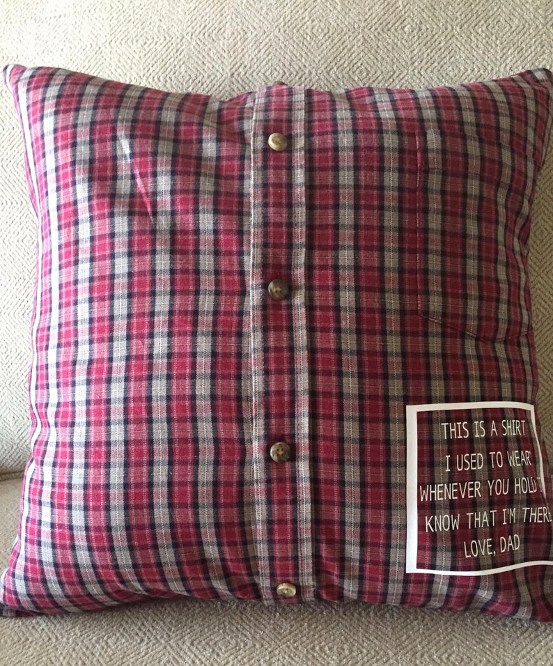 MEMORY PILLOW made from Dads or Grandpa's favorite shirt Etsy