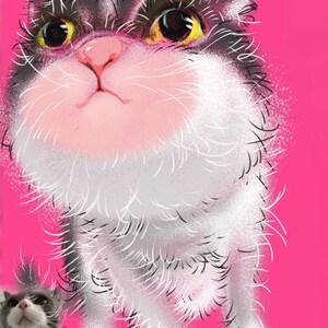Customized Watercolor Portrait with Pet Photos Personalized Digitized Cat Portrait Cartoon Customized Pet Memorial Art