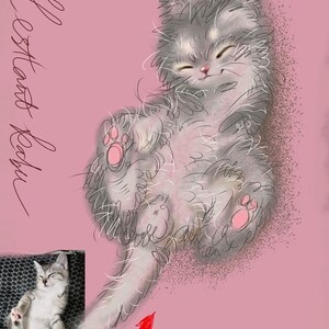 Individuelles Aquarell Portrait mit Haustierfotos Personalisiertes digitalisiertes Katzenporträt Cartoon Individuelle Haustier-Gedenkkunst