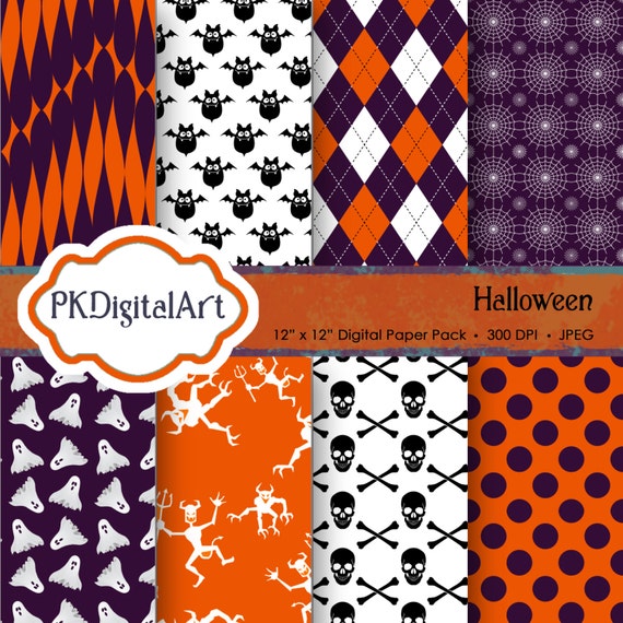 Halloween Digital Paper Halloween Patterns Etsy