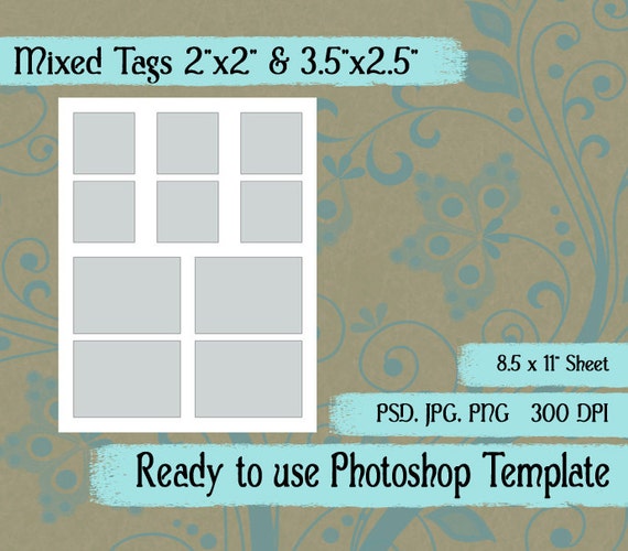 scrapbook digital collage photoshop template 2x2 etsy