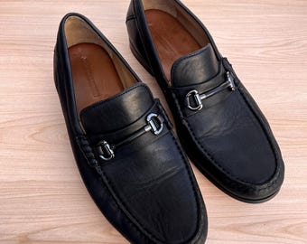 Saks Fifth Avenue Black Leather Loafers Metal Horse Bit  display picture 3