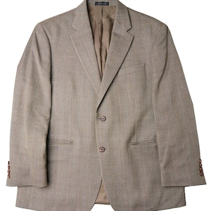 VTG Herren Lauren Ralph Lauren Blazer 42R Beige Karierte Wolljacke Einreihig Revers, Sportmantel