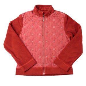 VTG Klavierjacke Damen S In erster Linie Fleece bestickter Mock Neck Retro