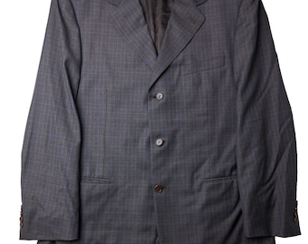 Canali Blazer Mens US 44L IT 54L Plaid Wool Prep Business Designer Professor