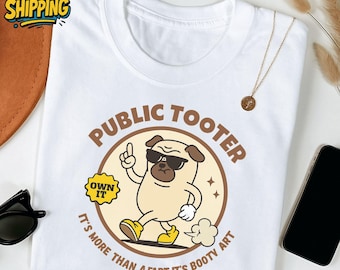 Public Tooter Comfort Color Shirt| Inappropriate 90s Retro Fart Tshirt| Funny Gag Gift | Embarrassing Edgy Gen Z Meme Shirt |Pug shirt