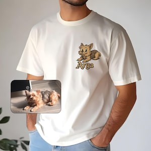 Custom Pet Cartoon Shirt – Personalized Dog or Cat T-Shirt from Your Photo | Cute Gift for Pet Lovers | Upload Your Pet & Name