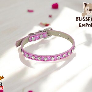 Pet Diamond Design Collar | Adjustable Leather Cat Collar | Luxury Plain Dog Collar | Bling Pet Accessories | Fashionable Animal Outwear