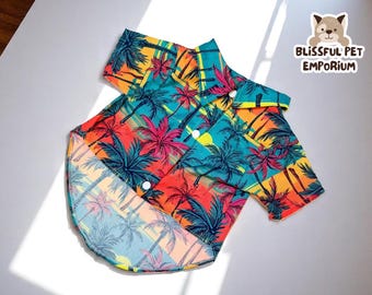 Pet Tropical Shirt | Beach Outfit for Dogs | Cat Summer Wear | Lightweight Animal Clothes | Fashionable Fun Vacation Style
