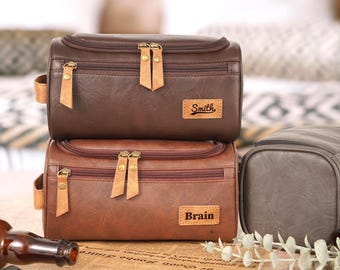 Groomsmen Geschenke, Kulturtasche aus Leder für Herren, Kulturtasche aus Leder mit Gravur, Kulturbeutel mit Gravur, Geschenk für Papa Ihn, Reisegeschenk