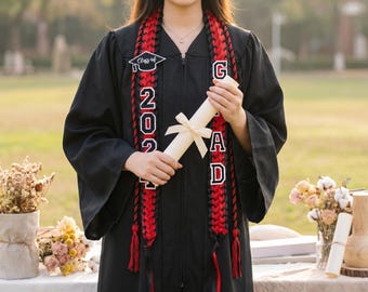 Braided Graduation Lei 2026, Colorful Graduation Cord, Ribbon Lei Stole, Satin H&made Grad Lei, Senior Gift for Her, Class of 2026