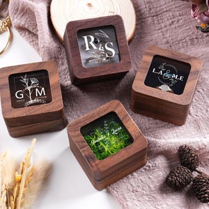 Personalized Wooden Ring Box, Engagement Proposal Holder, Custom Engraved Ring Box, Wedding Ring Bearer, Gift For Her, Gifts for Couples