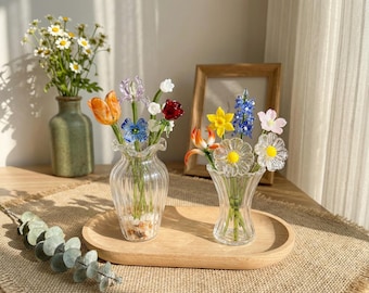 ガラスの花束、手作りの誕生月の花、女性へのギフト、結婚式や母の日のギフト、ホームデコレーション