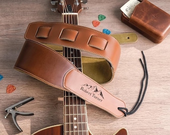 Leather Guitar Strap for Guitar Lovers, Gifts for Musicians, Adjustable Guitar Strap, Personalized Christmas Gifts