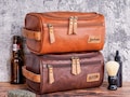 Personalized Men's Leather Toiletry Bag, Travel Toiletry Bag, Monogram Wash Bag, Groomsmen Gifts, Engraved Dopp Kit, Leather Accessory Gift